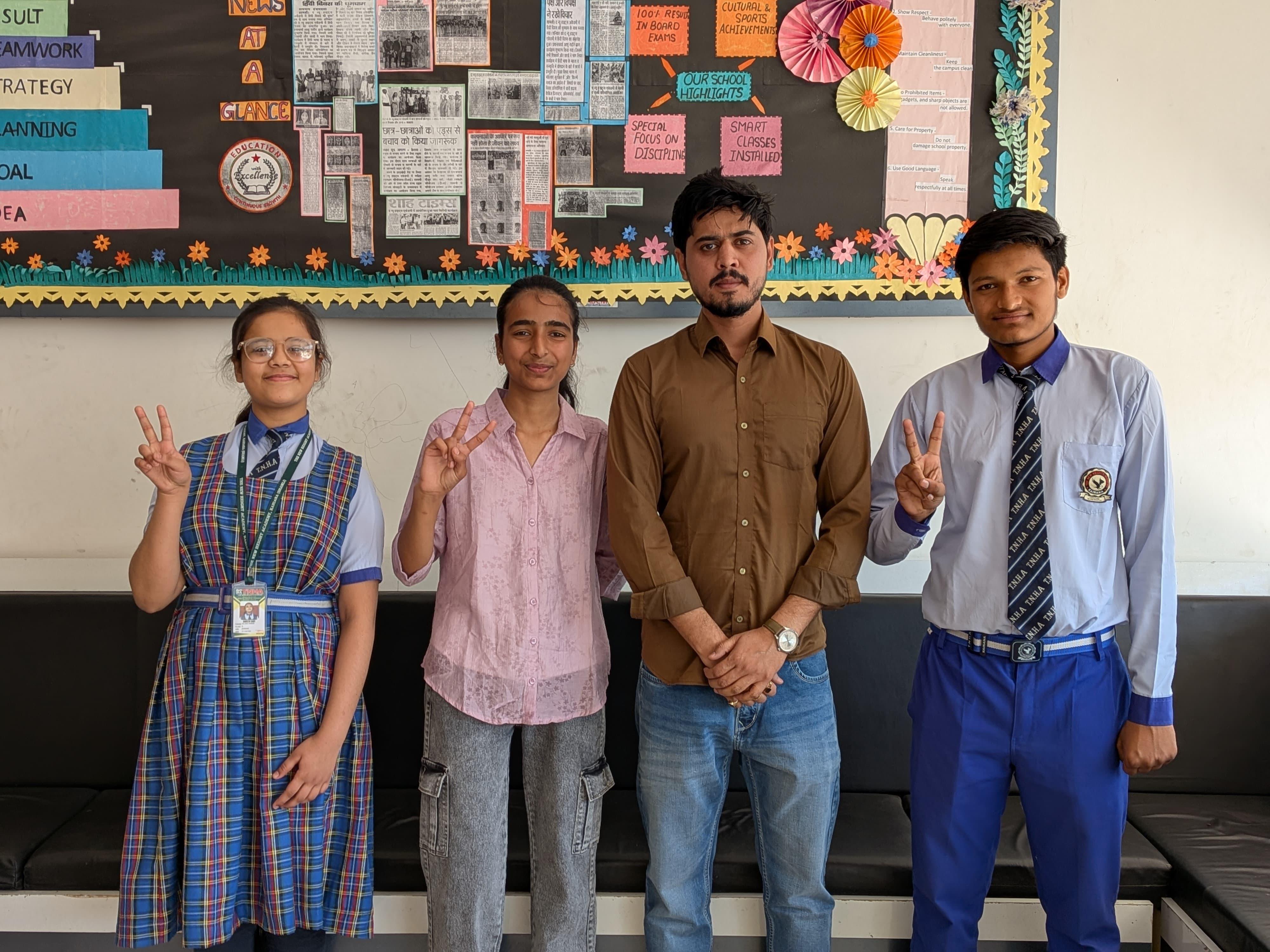 Principal with students
